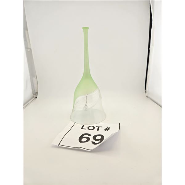 HAND-BLOWN GREEN FROSTED GLASS BELL