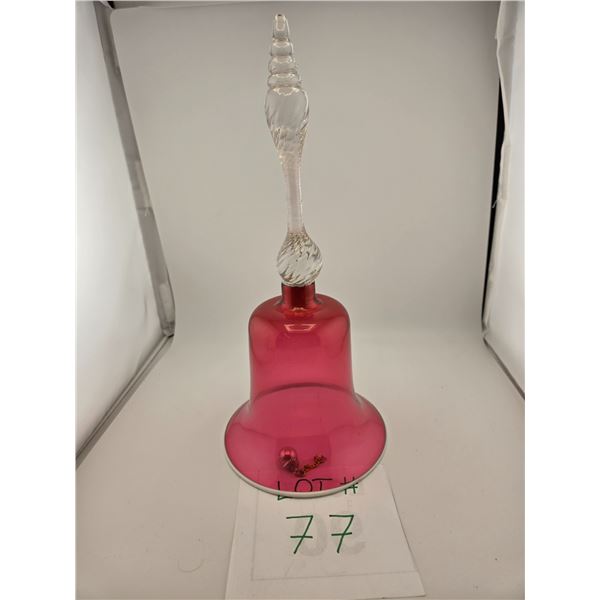 RUBY GLASS BELL WITH TWISTED CLEAR GLASS HANDLE