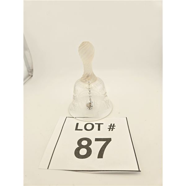 FROSTED ETCHED GLASS BELL WITH TWISTED HANDLE