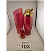 Image 1 : CRANBERRY GLASS COCKTAIL SHAKER AND ASSORTED (3 PCS)