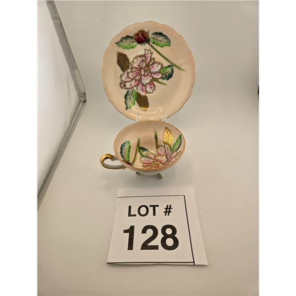 TRIMONT CHINA FOOTED TEACUP AND SAUCER, OCCUPIED JAPAN