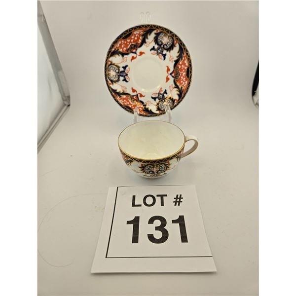 ROYAL CROWN DERBY IMARI PATTERN TEACUP AND SAUCER, ENGLAND, MID-20TH CENTURY