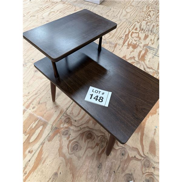 MID-CENTURY STYLE TWO-TIER WOODEN SIDE TABLE