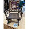 Image 1 : ANTIQUE WOODEN ROCKING CHAIR WITH NEEDLEPOINT BACK PANEL