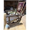 Image 5 : ANTIQUE WOODEN ROCKING CHAIR WITH NEEDLEPOINT BACK PANEL