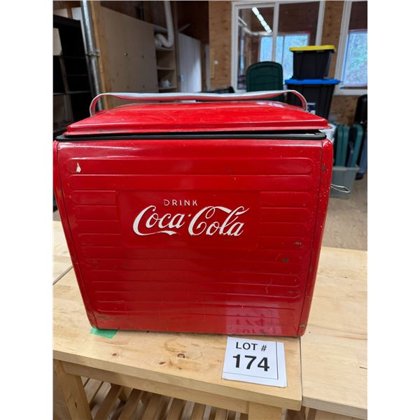 VINTAGE COCA-COLA METAL COOLER WITH CARRY HANDLE