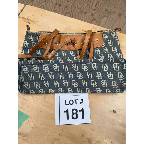DOONEY & BOURKE MONOGRAM CANVAS AND LEATHER HANDBAG