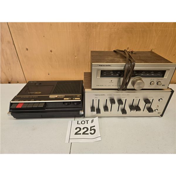 REALISTIC AM/FM STEREO TUNER, EQUALIZER & CASSETTE RECORDER LOT