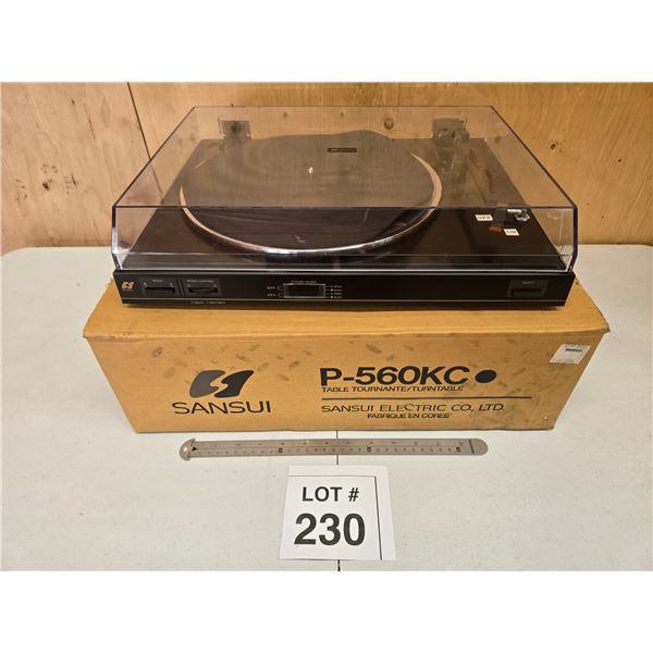 SANSUI P-560KC DIRECT DRIVE TURNTABLE WITH DUST COVER & BOX