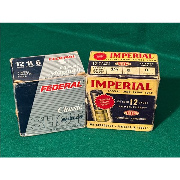 12 Ga Mixed Federal and Imperial Shot Shells in Collector Boxes