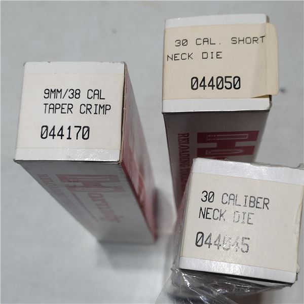 Hornady 30 Cal Short Neck Die, 30 Cal Neck Die & 9mm/.38 Cal Taper Crimp Die