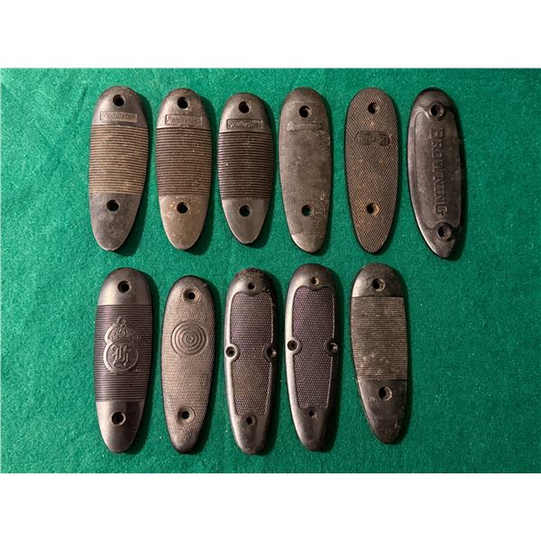 Assorted Vintage Buttplates – Remington, Ithaca-SKB, Browning & Unmarked (Lot of 11