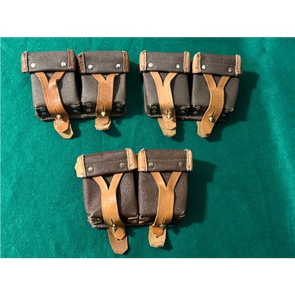 Vintage Soviet Military-Style Ammunition Pouches – Brown Leather & Web