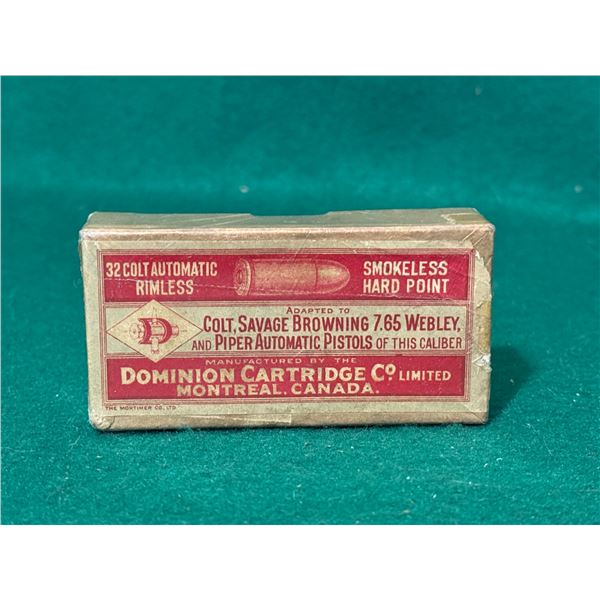 Dominion Cartridge Co. Ltd .32 Colt Auto Rimless Ammo Collector's Box