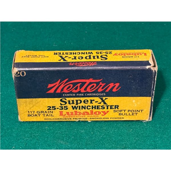 Full Western Super-X .25-35 Winchester Centerfire Cartridges in Collector's Box