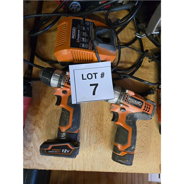 RIDGID 12V CORDLESS DRILLS (2 PCS) WITH CHARGER