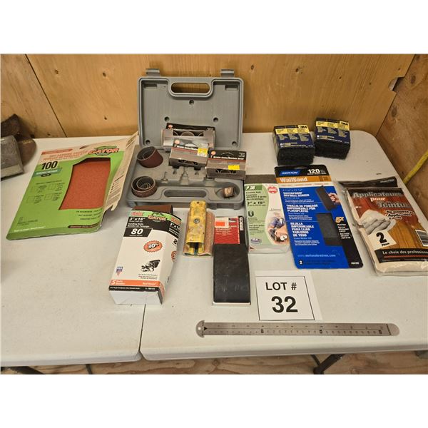 ASSORTED SANDING BELTS, DISCS, AND ABRASIVE SUPPLIES LOT