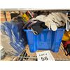 Image 1 : ASSORTED WORK GLOVES LOT WITH STORAGE BIN