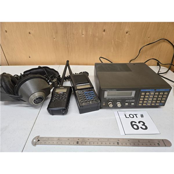 REALISTIC RADIO SCANNERS WITH HEADPHONES AND HANDHELD UNIT