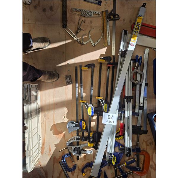 LARGE ASSORTED BAR CLAMPS, QUICK-GRIP CLAMPS, AND GUIDES