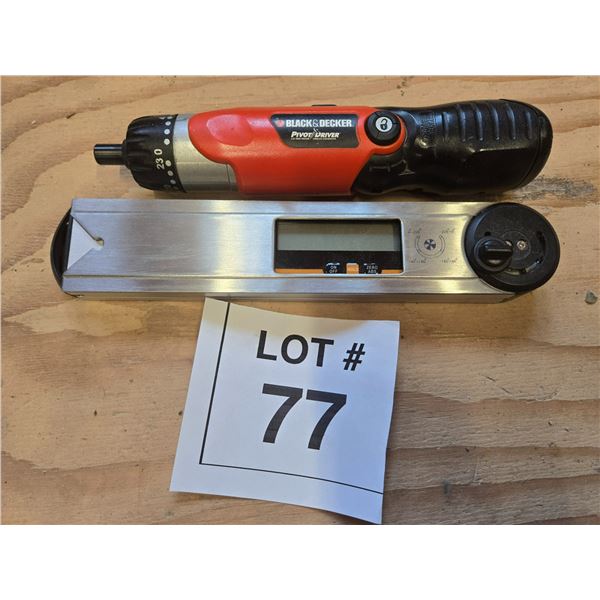 BLACK & DECKER PIVOT DRIVER AND DIGITAL ANGLE FINDER