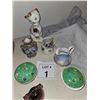 Image 1 : VINTAGE PORCELAIN CREAMERS, ART GLASS PAPERWEIGHTS & CAT FIGURE LOT