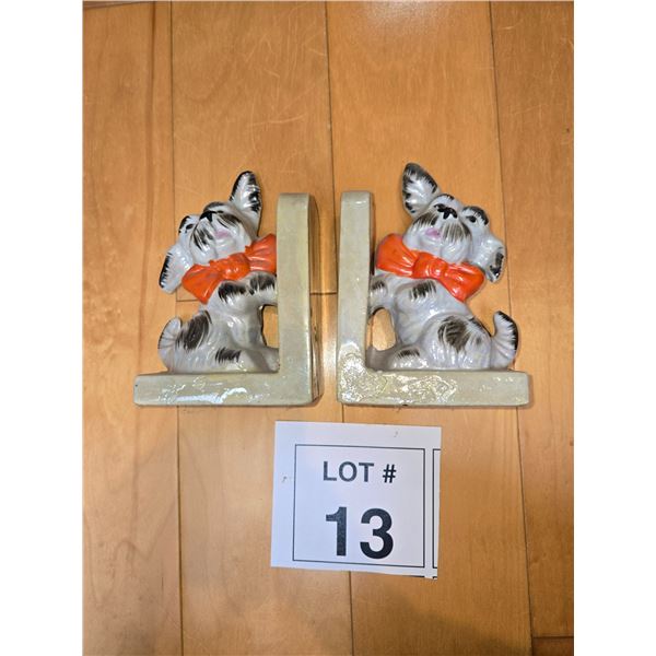 VINTAGE JAPANESE SCOTTIE DOG CERAMIC BOOKENDS
