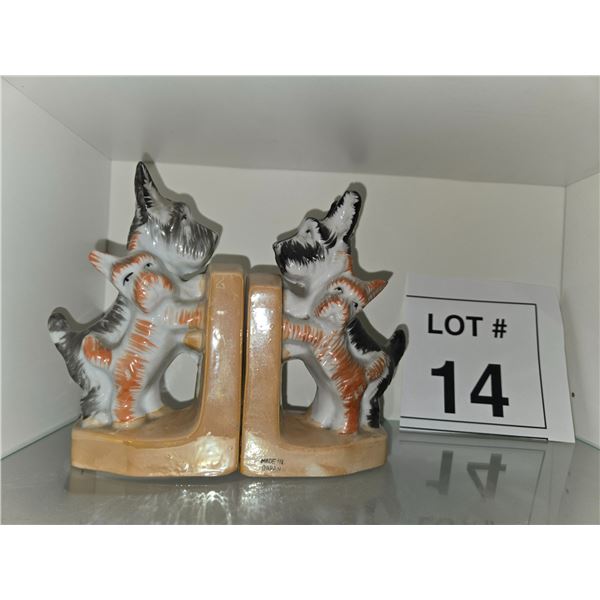 VINTAGE JAPANESE CERAMIC SCOTTIE DOG BOOKENDS – MADE IN JAPAN
