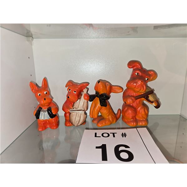 VINTAGE JAPANESE CERAMIC DOG BAND FIGURINES SET OF 4