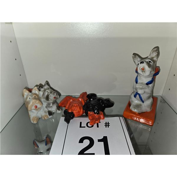 JAPANESE CERAMIC DOG FIGURINES AND NOVELTIES LOT OF 5