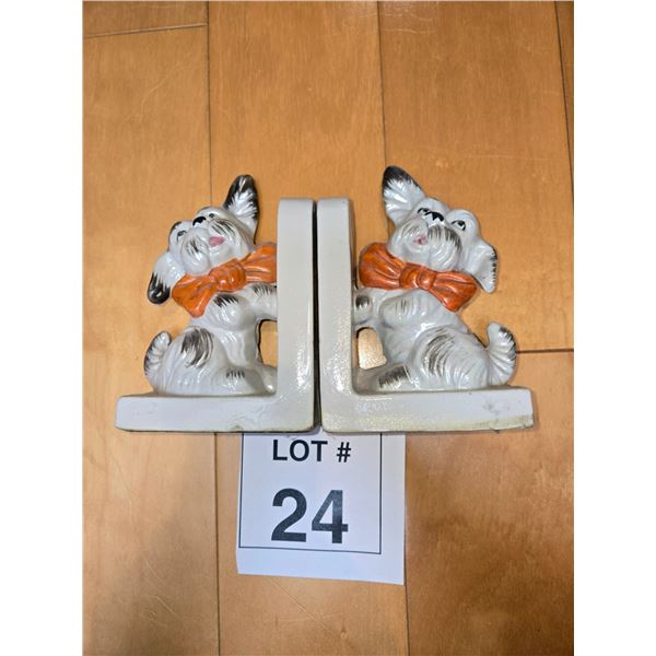 JAPANESE CERAMIC DOG BOOKENDS PAIR
