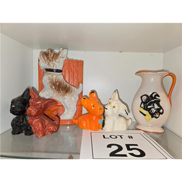 JAPANESE CERAMIC DOG FIGURINES AND PITCHER LOT OF 4
