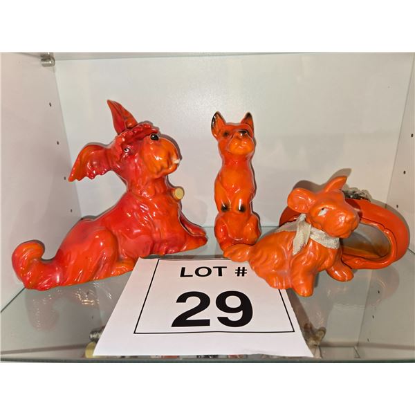 JAPANESE CERAMIC DOG FIGURINES AND ASHTRAY LOT OF 4