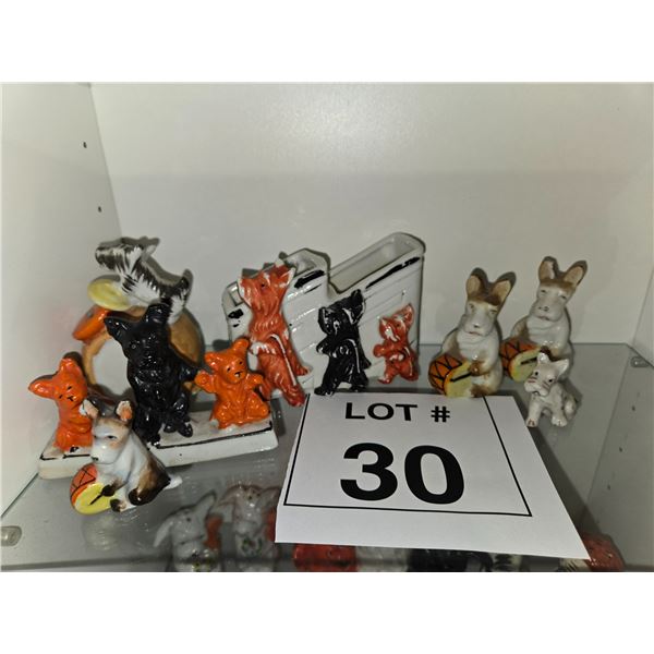 JAPANESE CERAMIC DOG FIGURINES AND DESK ACCESSORIES LOT