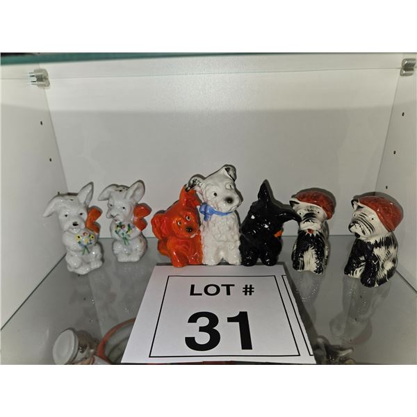 JAPANESE CERAMIC DOG FIGURINES LOT OF 5