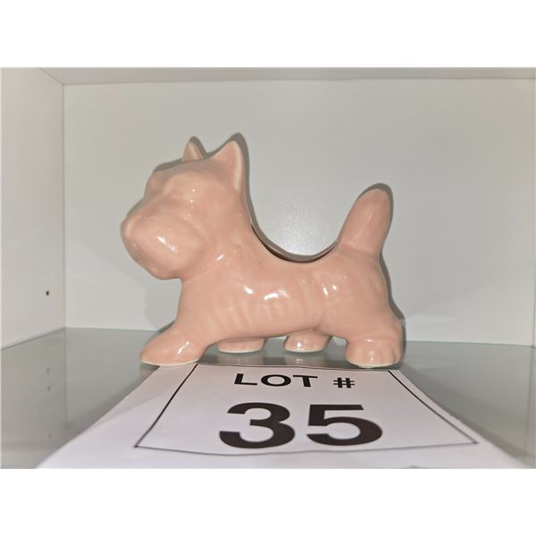 PINK CERAMIC SCOTTIE DOG FIGURINE