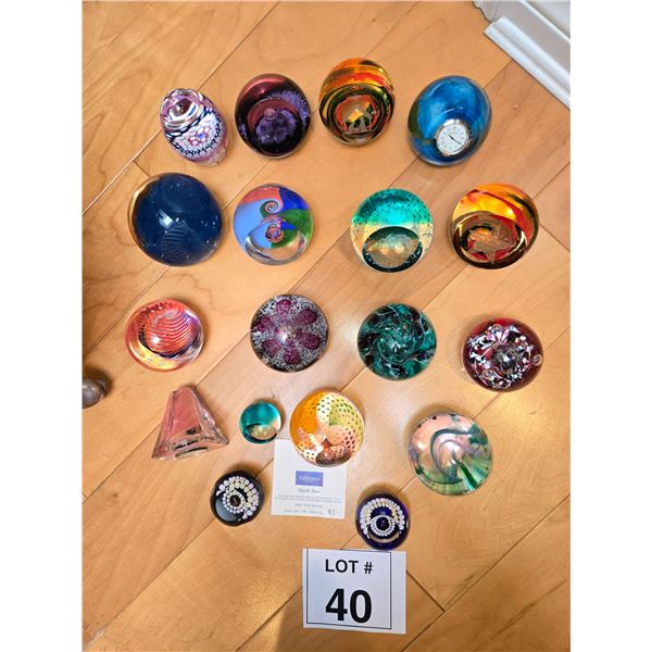 LARGE COLLECTION OF ART GLASS PAPERWEIGHTS