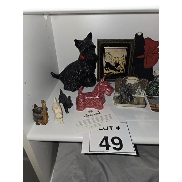 SCOTTIE DOG FIGURINES INCLUDING ROOKWOOD POTTERY