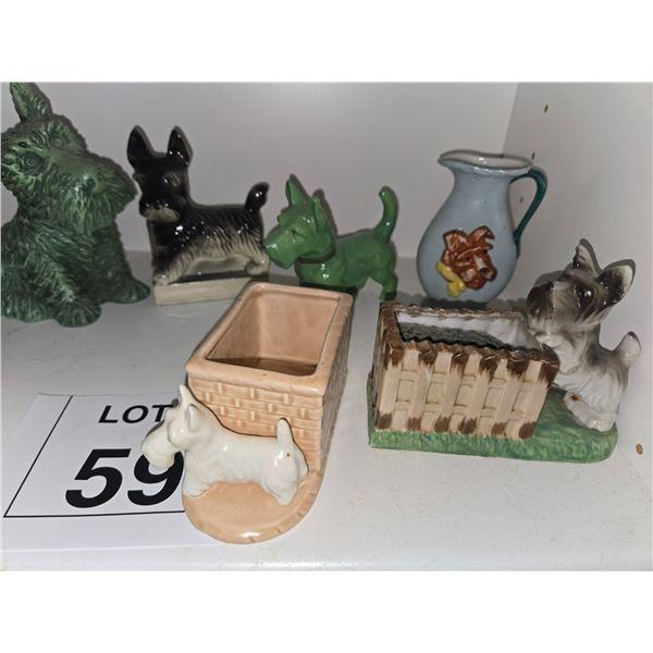 SCOTTISH TERRIER CERAMIC PLANTERS & FIGURAL CONTAINERS LOT