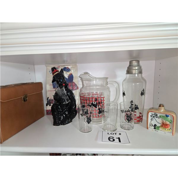 SCOTTISH TERRIER BARWARE, GLASS & CERAMIC NOVELTY COLLECTIBLES LOT