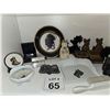 Image 1 : HANDCARVED WOOD SCOTTISH TERRIER DESK SET WITH FELT DOG FIGURE