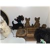 Image 3 : HANDCARVED WOOD SCOTTISH TERRIER DESK SET WITH FELT DOG FIGURE