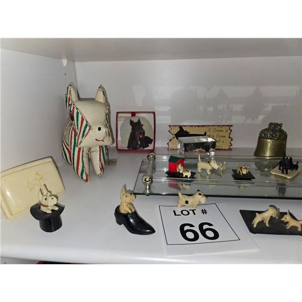 SCOTTISH TERRIER MINIATURE FIGURINES & NOVELTIES DISPLAY LOT