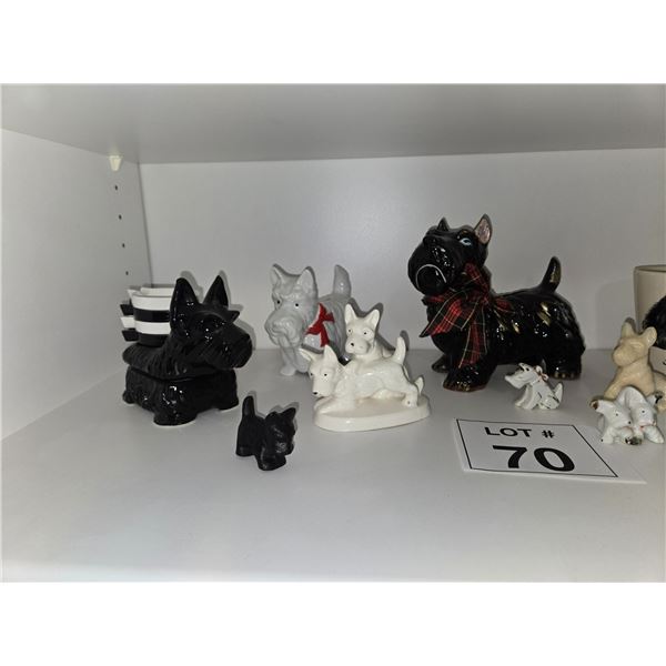 VINTAGE BLACK SCOTTISH TERRIER CERAMIC FIGURINES GROUP