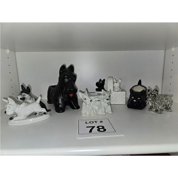 VINTAGE SCOTTISH TERRIER CERAMIC FIGURINES GROUP