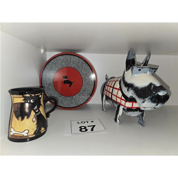 SCOTTISH TERRIER FIGURINE, MUG & DECORATIVE PLATE LOT