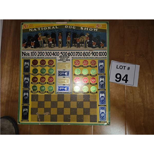 VINTAGE NATIONAL DOG SHOW TRADE STIMULATOR GAME BOARD
