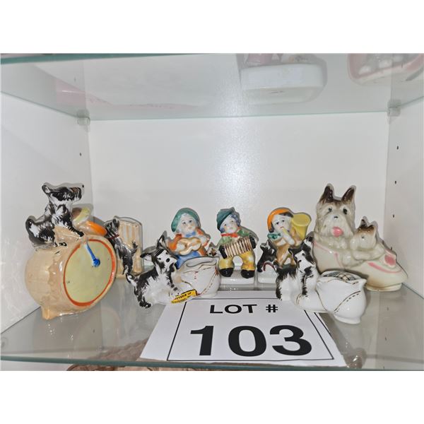 VINTAGE OCCUPIED JAPAN CERAMIC CHILD AND SCOTTIE DOG FIGURINE LOT