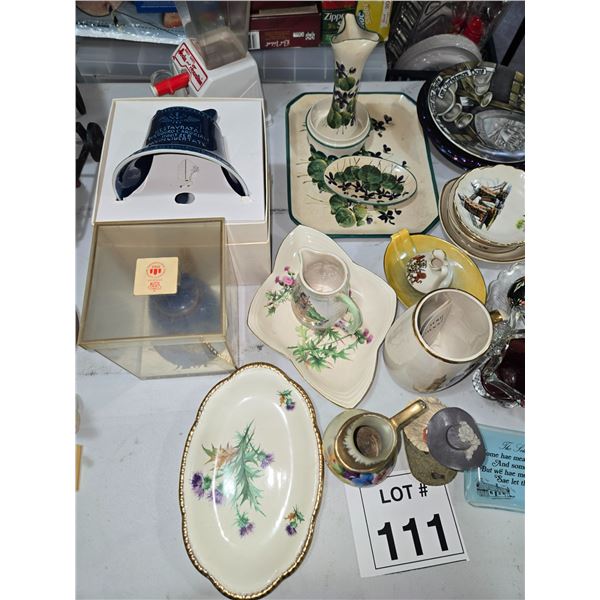 MIXED LOT OF VINTAGE CERAMIC VASES, PLATES & SCOTTISH SOUVENIRS