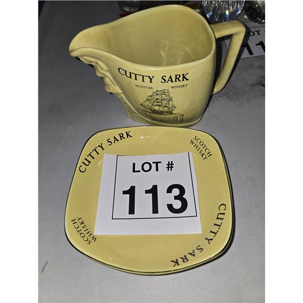 CUTTY SARK SCOTCH WHISKY CERAMIC JUG AND TRAY ADVERTISING SET